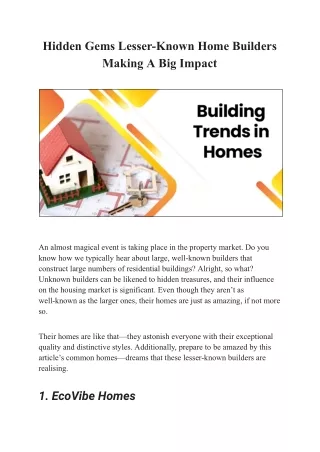 hidden gems lesser known home builders making