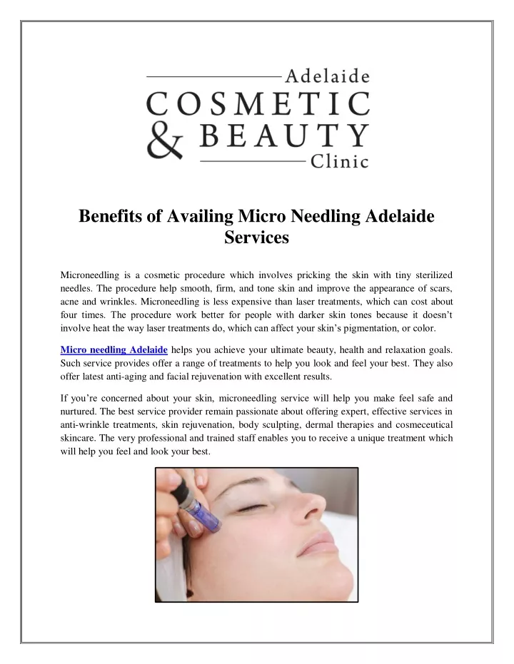 benefits of availing micro needling adelaide