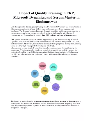Impact of Quality Training in ERP, Microsoft Dynamics, and Scrum Master in Bhubaneswar