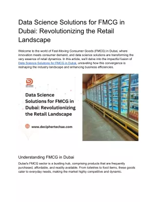 Data Science Solutions for FMCG in Dubai_ Revolutionizing the Retail Landscape