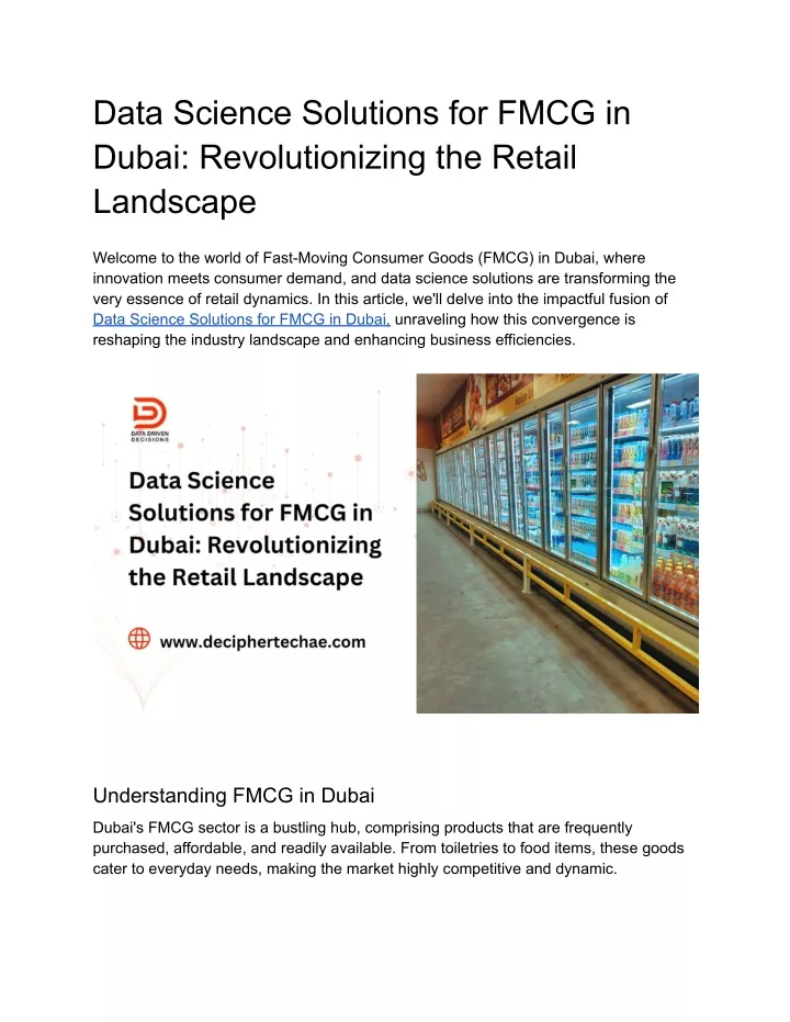 data science solutions for fmcg in dubai