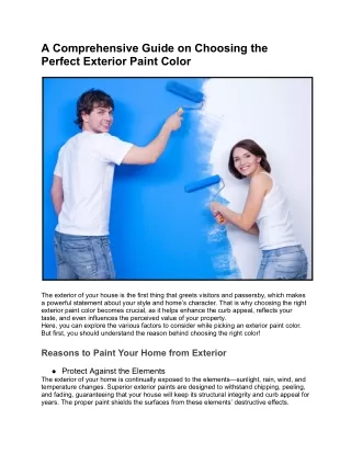 A Comprehensive Guide on Choosing the Perfect Exterior Paint Color
