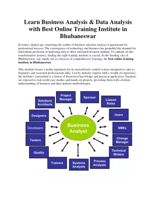 Learn Business Analysis & Data Analysis with Best Online Training Institute in Bhubaneswar
