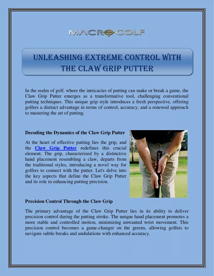unleashing extreme control with the claw grip