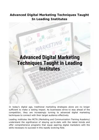 Advanced Digital Marketing Techniques Taught in Leading Institutes.docx