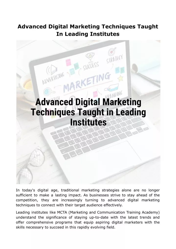 advanced digital marketing techniques taught