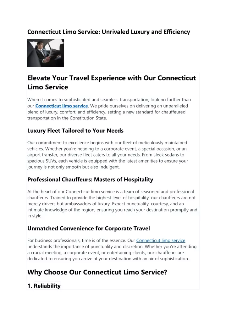 connecticut limo service unrivaled luxury