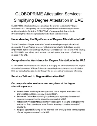 GLOBOPRIME Attestation Services: Simplifying Degree Attestation in UAE