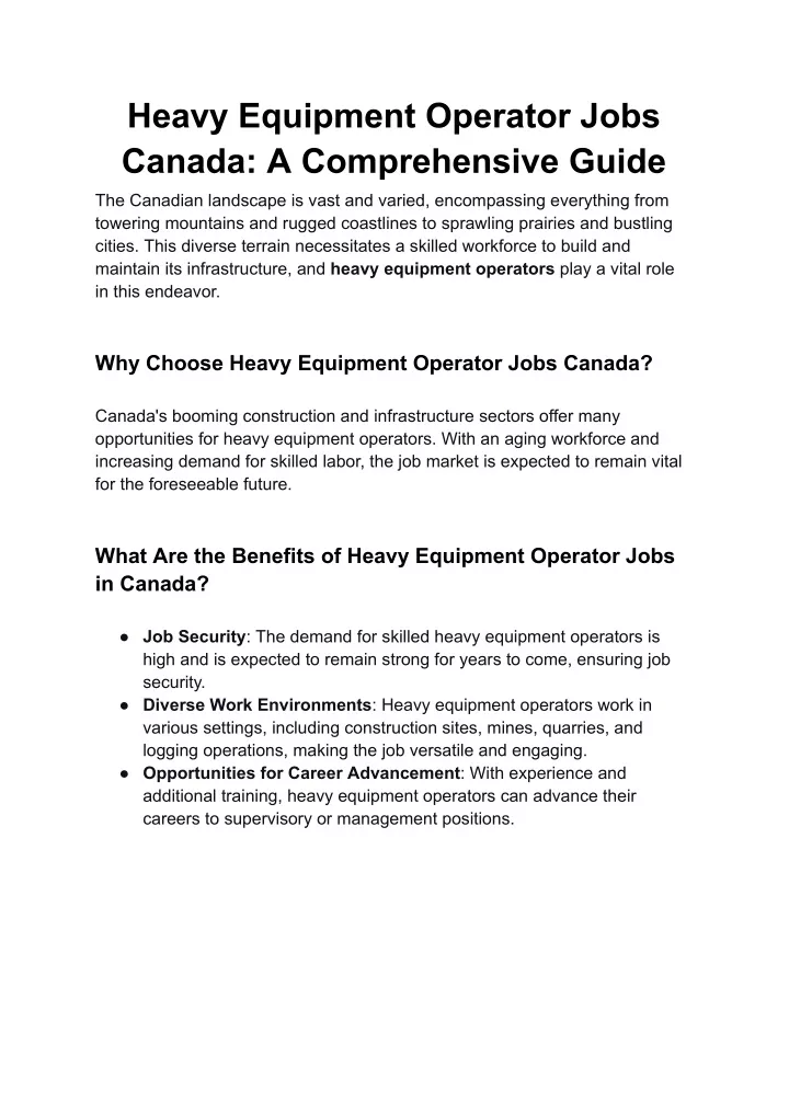 heavy equipment operator jobs canada