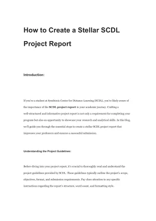 How to Create a Stellar SCDL Project Report