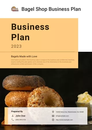 Bagel Shop Business Plan Example Template