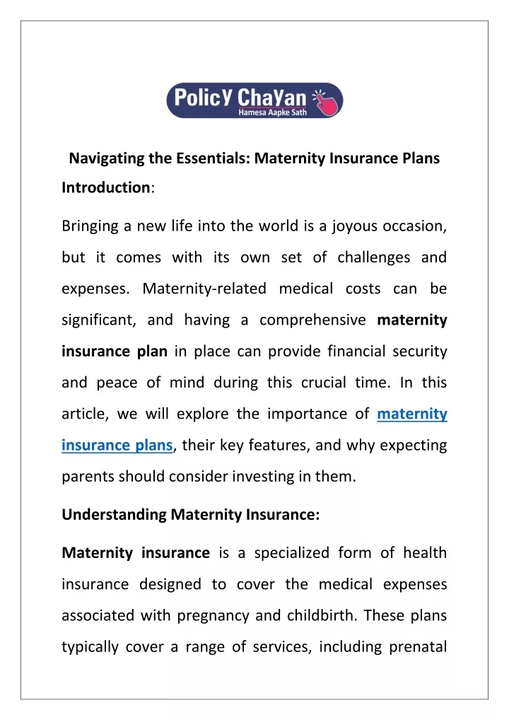 navigating the essentials maternity insurance