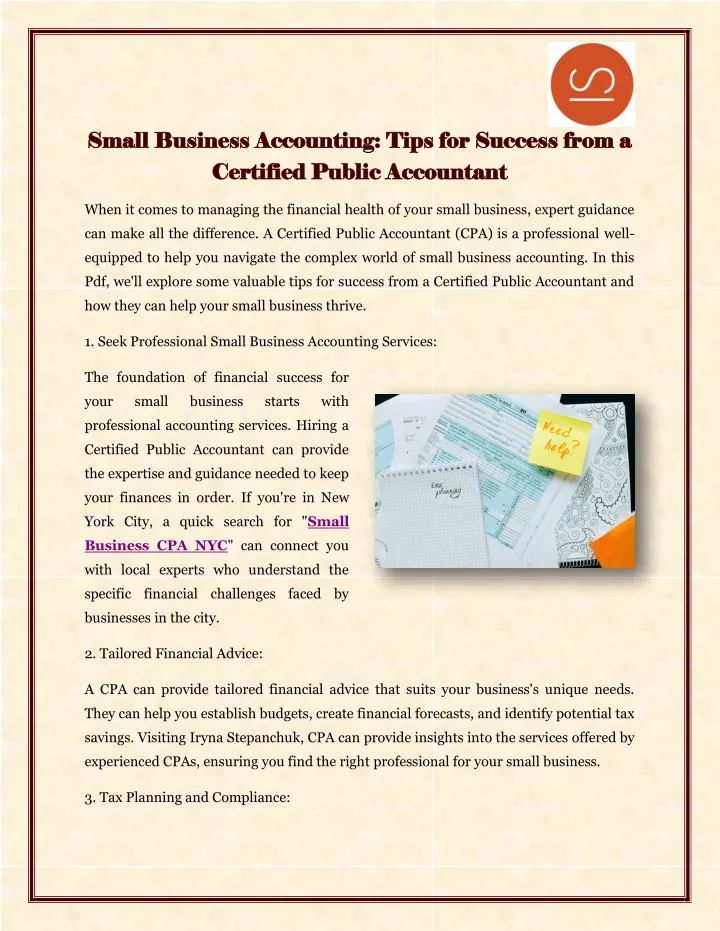 small business accounting tips for success from