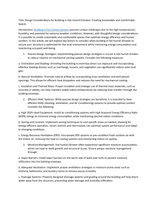 eampact article no15 Building in Hot Humid Climates