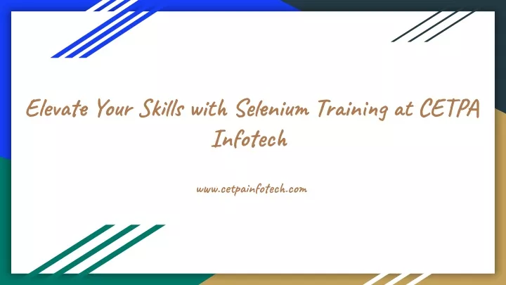 elevate your skills with selenium training