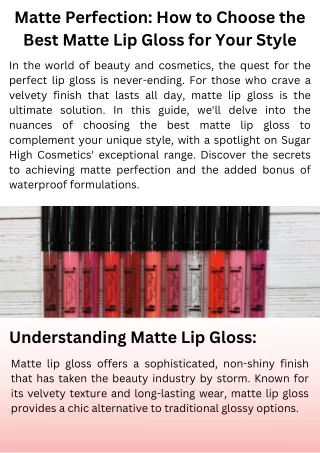 Matte Perfection How to Choose the Best Matte Lip Gloss for Your Style