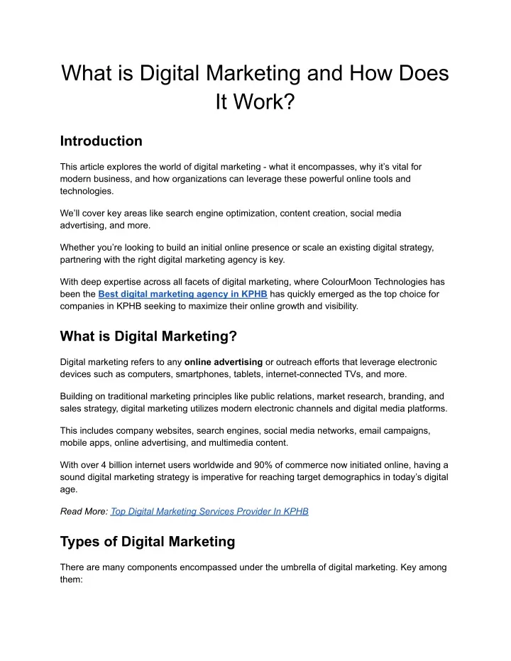 what is digital marketing and how does it work