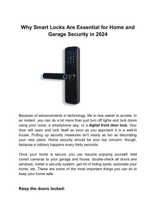 Why Smart Locks Are Essential for Home and Garage Security in 2024
