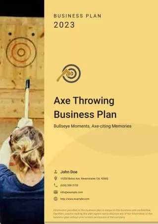 Axe- Throwing Business Plan Example Template