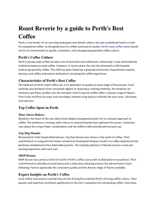 Perth's Best Coffee