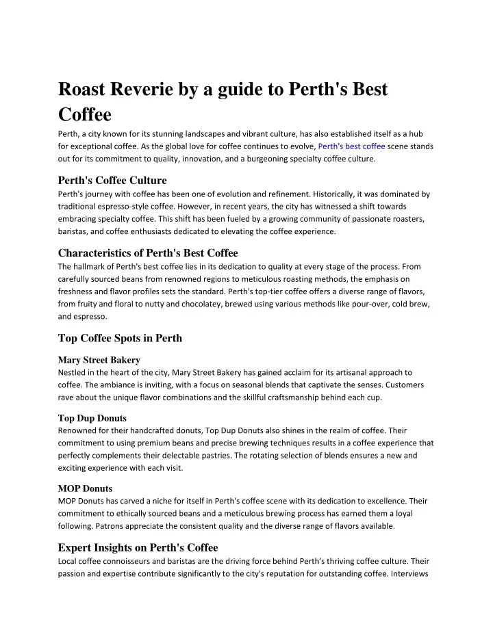 roast reverie by a guide to perth s best coffee