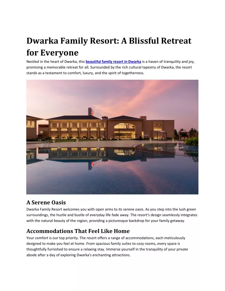 dwarka family resort a blissful retreat