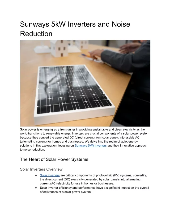 sunways 5kw inverters and noise reduction