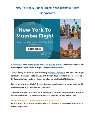 Cheap Flights From New York To Mumbai