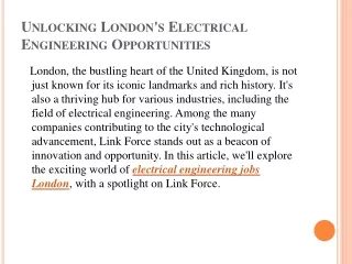 Electrical engineering jobs london