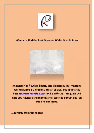 Where to Find the Best Makrana White Marble Price
