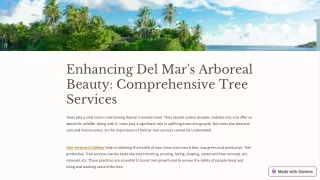 Enhancing Del Mar's Arboreal Beauty Comprehensive Tree Services