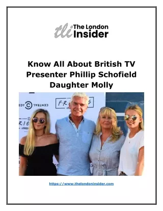 Know All About British TV Presenter Phillip Schofield daughter Molly