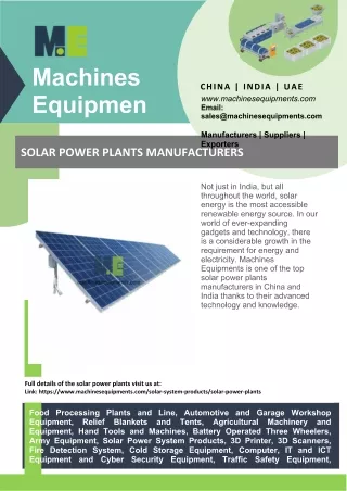 Solar Power Plants Manufacturers