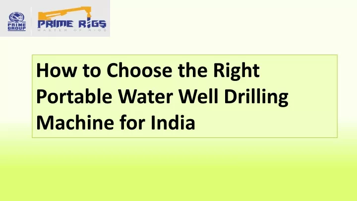 how to choose the right portable water well