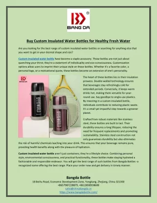 Buy Custom Insulated Water Bottles for Healthy Fresh Water