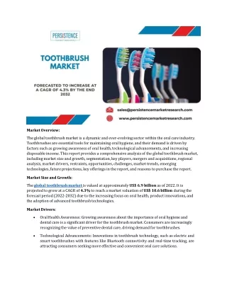 Toothbrush Market Demand, Analysis & Growth Forecast from 2023-2033