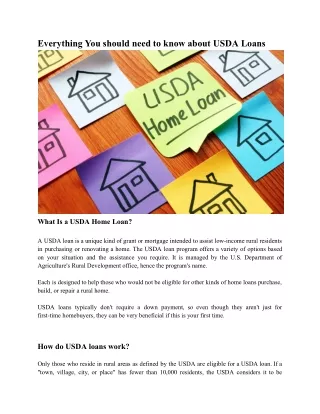Everything You should need to know about USDA Loans