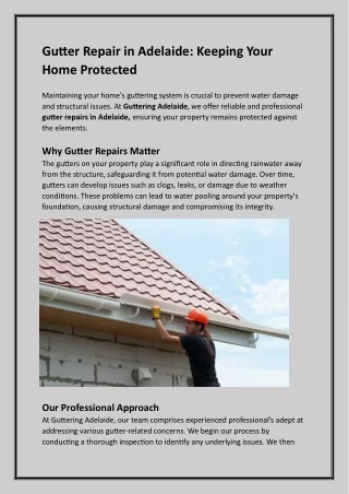 Gutter Repair in Adelaide: Keeping Your Home Protected