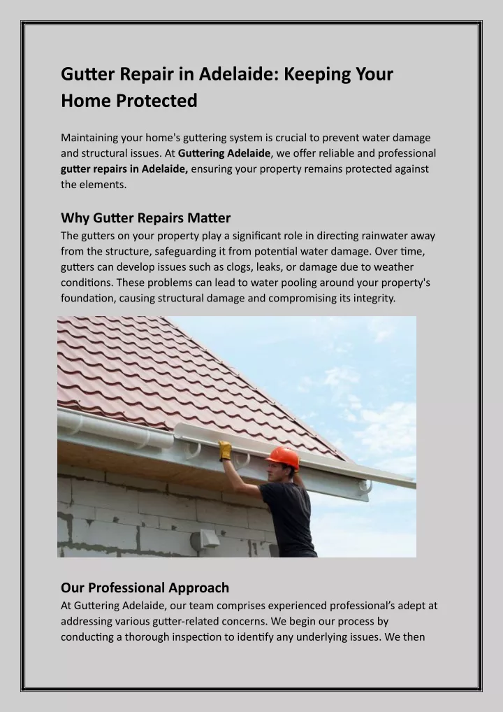 gutter repair in adelaide keeping your home
