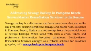 Clean and Safe Pompano Beach's Go-To for Sewage Backup Remediation