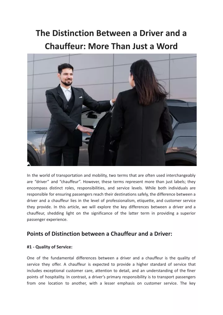 the distinction between a driver and a chauffeur