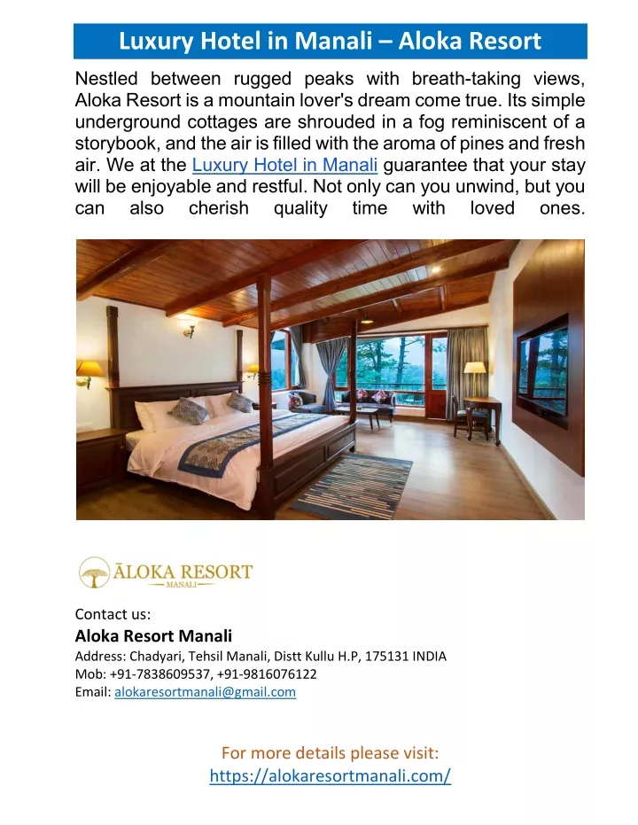 luxury hotel in manali aloka resort