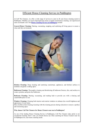 efficient house cleaning service in paddington