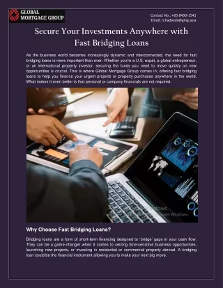 Secure Your Investments Anywhere with Fast Bridging Loans