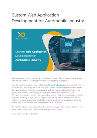 Custom Web Application Development for Automobile Industry