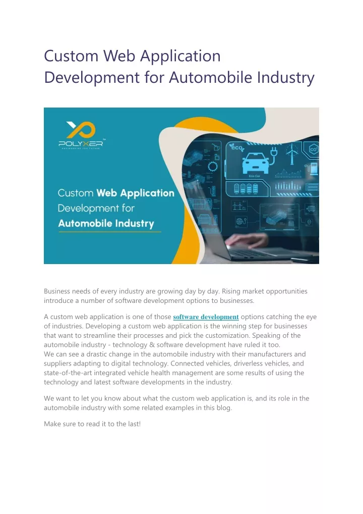 custom web application development for automobile