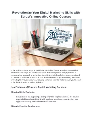 Revolutionize Your Digital Marketing Skills with Edrupt's Innovative Online Courses