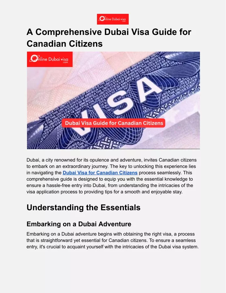a comprehensive dubai visa guide for canadian