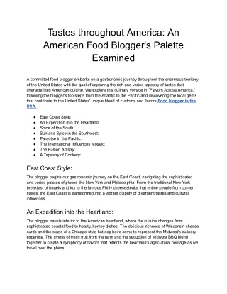 tastes throughout america an american food