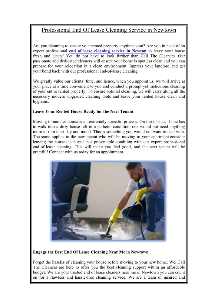 professional end of lease cleaning service